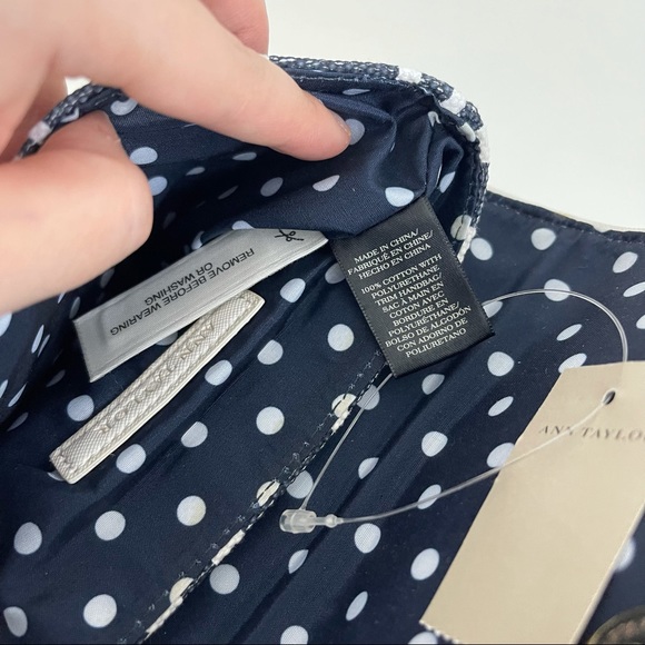 ANN TAYLOR Navy Blue White Striped Fabric Clutch Wallet NEW - Picture 9 of 11